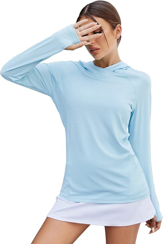 LUYAA Women's UPF 50+ Sun Protection Hoodie Breathable Stretch Hiking Shirts Long Sleeve for Runn... | Amazon (US)