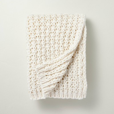 Chunky Knit Throw Blanket Cream - Hearth & Hand™ with Magnolia | Target
