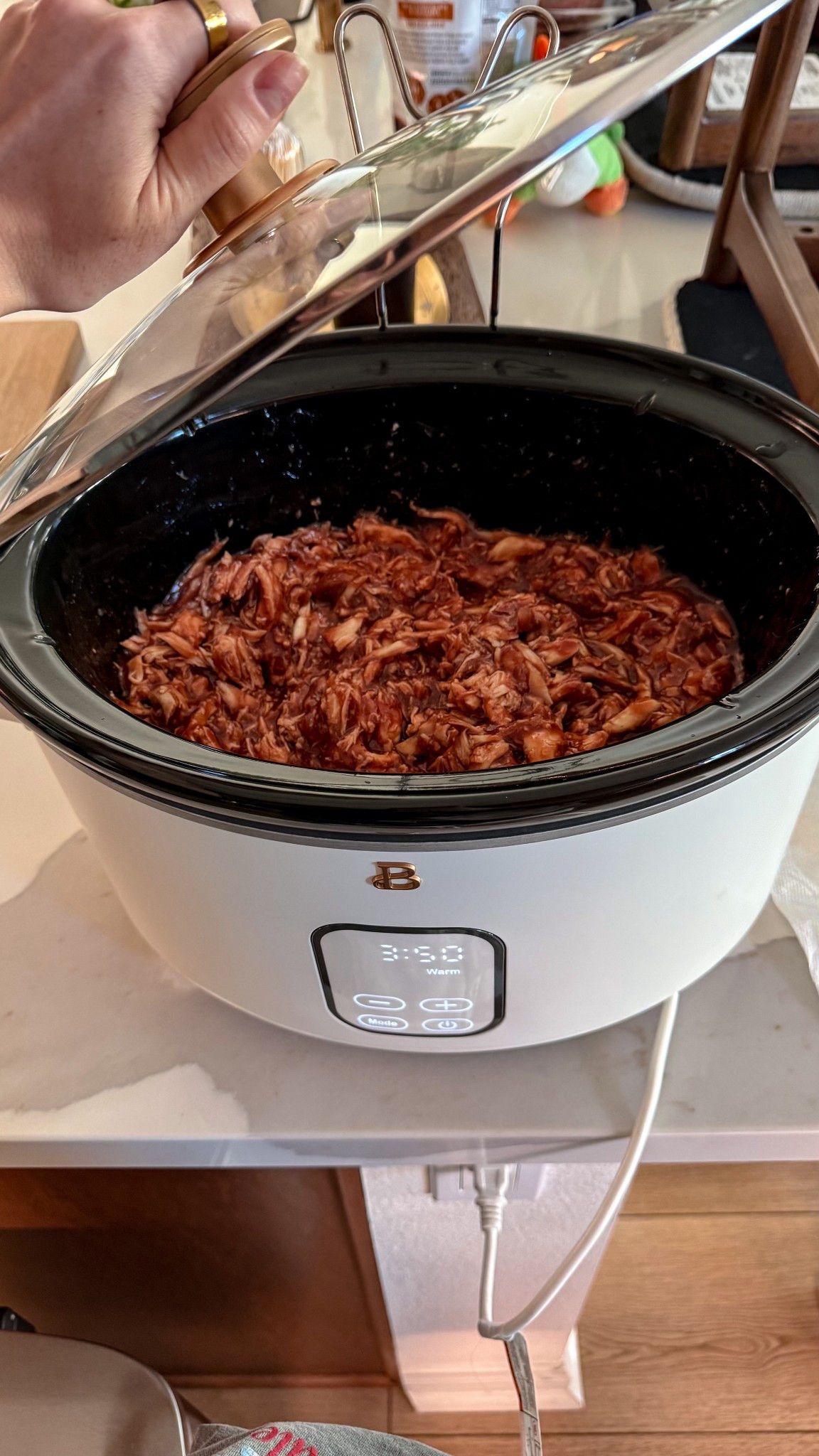 Having friends over to hang by the pool called for some easy bbq pulled chicken in the crock pot. Served up on some fresh pretzel buns 👏🏻 pro tip- I bought a rotisserie chicken to make life easier 😉

#LTKdayinmylife #LTKmomlife