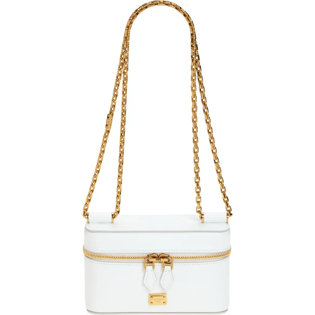 Dolce&Gabbana Sicily Leather Vanity Case Crossbody Bag in Bianco Ottico at Nordstrom | Nordstrom
