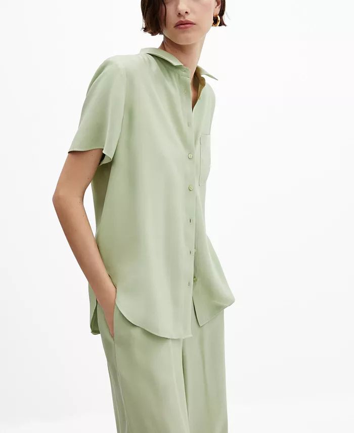 MANGO Women's Short-Sleeve Button-Down Shirt - Macy's | Macy's