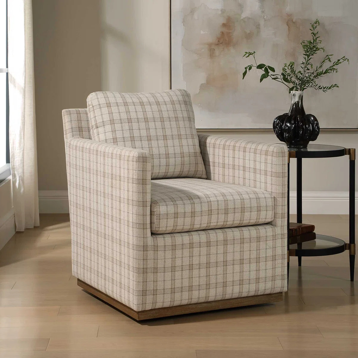 Uttermost Basie Casual Linen Swivel Chair | Wayfair North America
