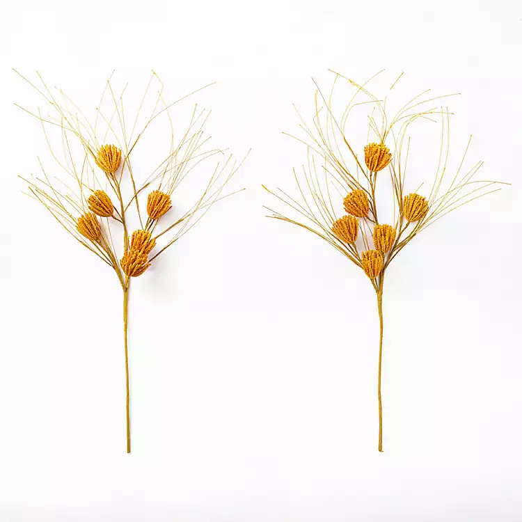 Ochre Autumn Raffia Pod Stems, Set of 2 | Kirkland's Home