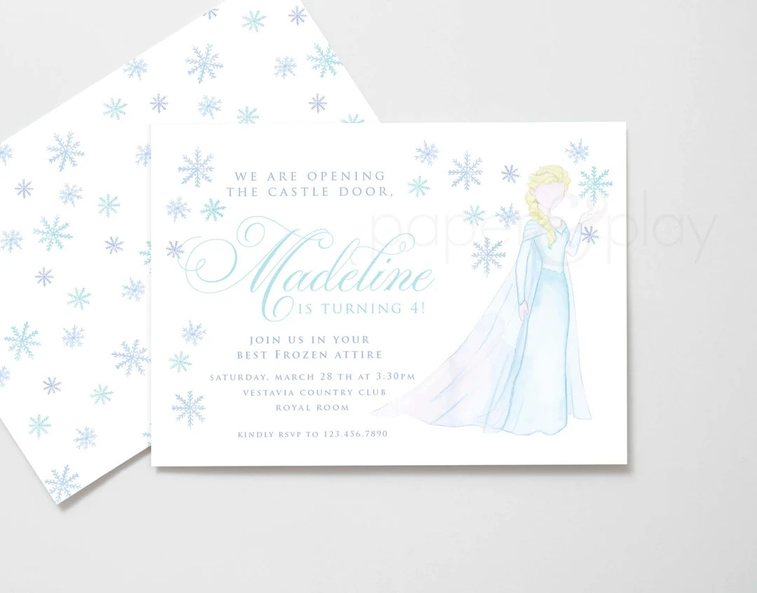 Printable Watercolor Frozen Elsa Invitations // Frozen // Elsa // Anna // Invite // Birthday // S... | Etsy (US)