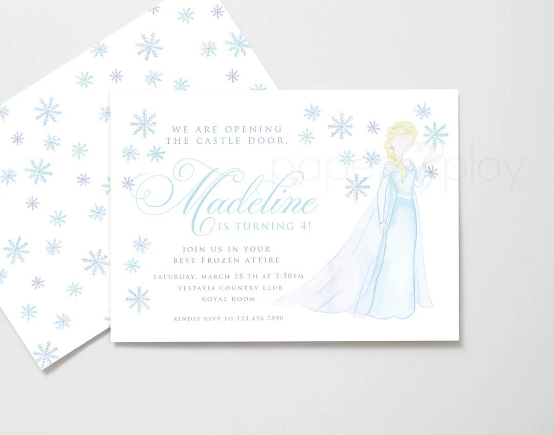 Printable Watercolor Frozen Elsa Invitations // Frozen // Elsa // Anna // Invite // Birthday // S... | Etsy (US)
