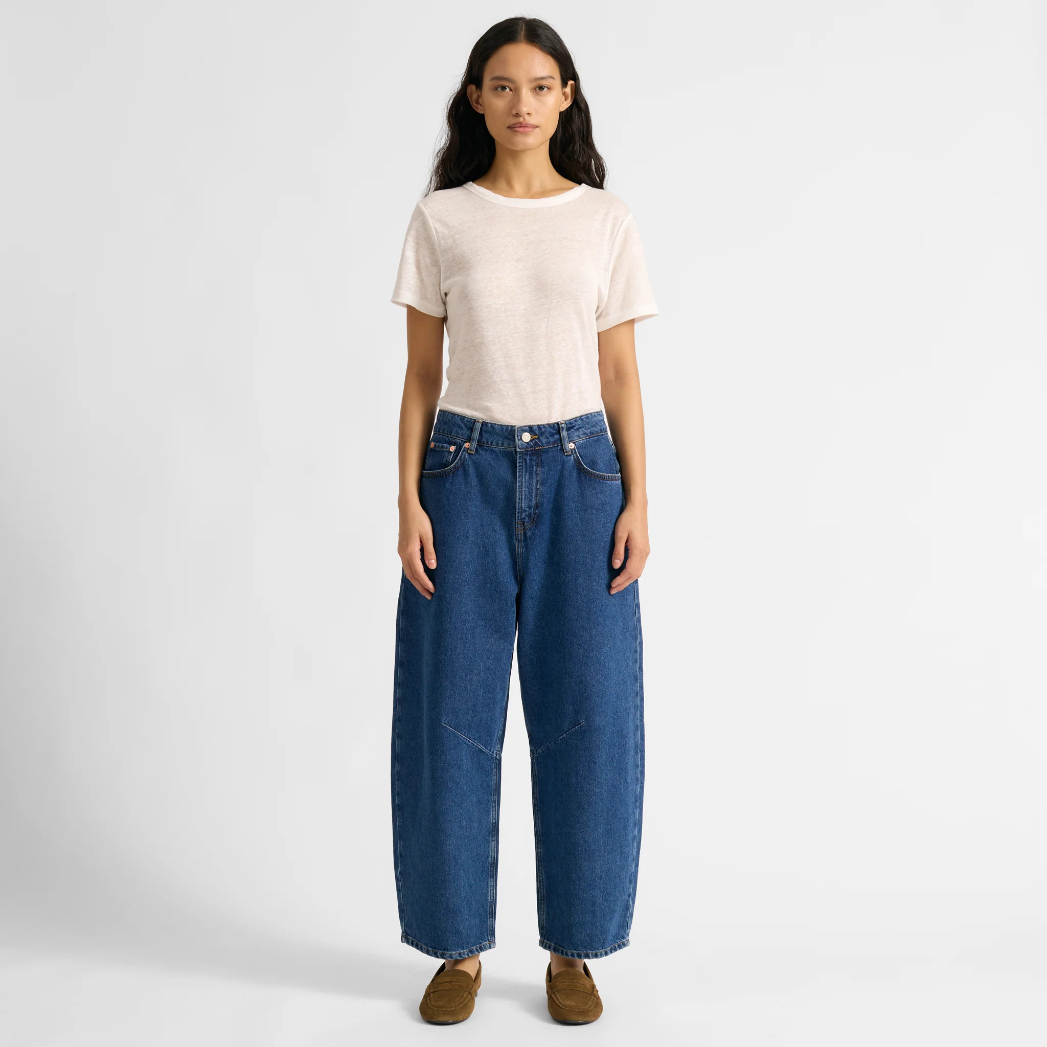Relaxed Mid-Rise Barrel Jeans | Albaray