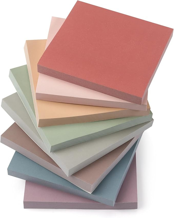 Sticky Notes 3x3 Self-Stick Notes Pads with 8 Morandi Colors, Easy to Post for Office, School, Ho... | Amazon (US)