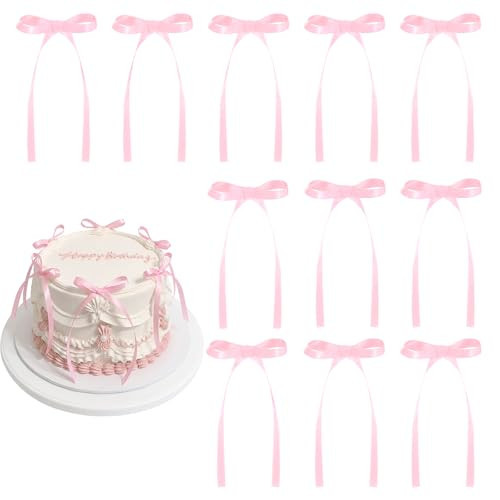30 Pack Bow Cake Toppers Pink Ribbons Bows for Cake Coquette Themed Bow Cupcake Toppers Pink Bow Birthday Decorations for Baby Shower, Birthday, Wedding, Bachelorette, Mothers Day Decorations | Amazon (US)