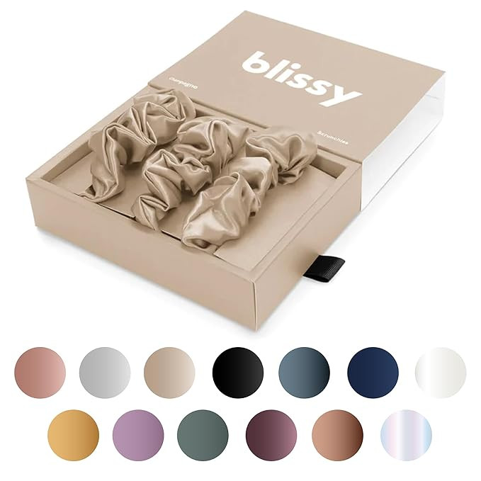 Blissy Silk Scrunchies (3 Pack) - 100% Pure Mulberry Silk - 22 Momme 6A High-Grade Fibers - Silk ... | Amazon (US)