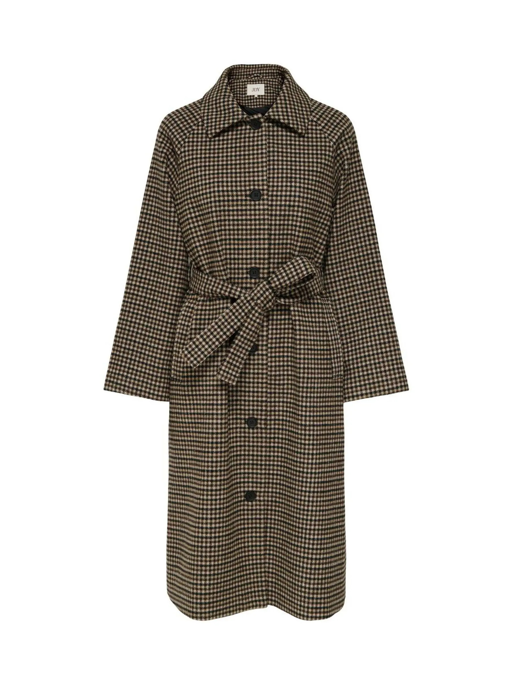 JDY JDY Brown Checked Belted Long Coat | Next US