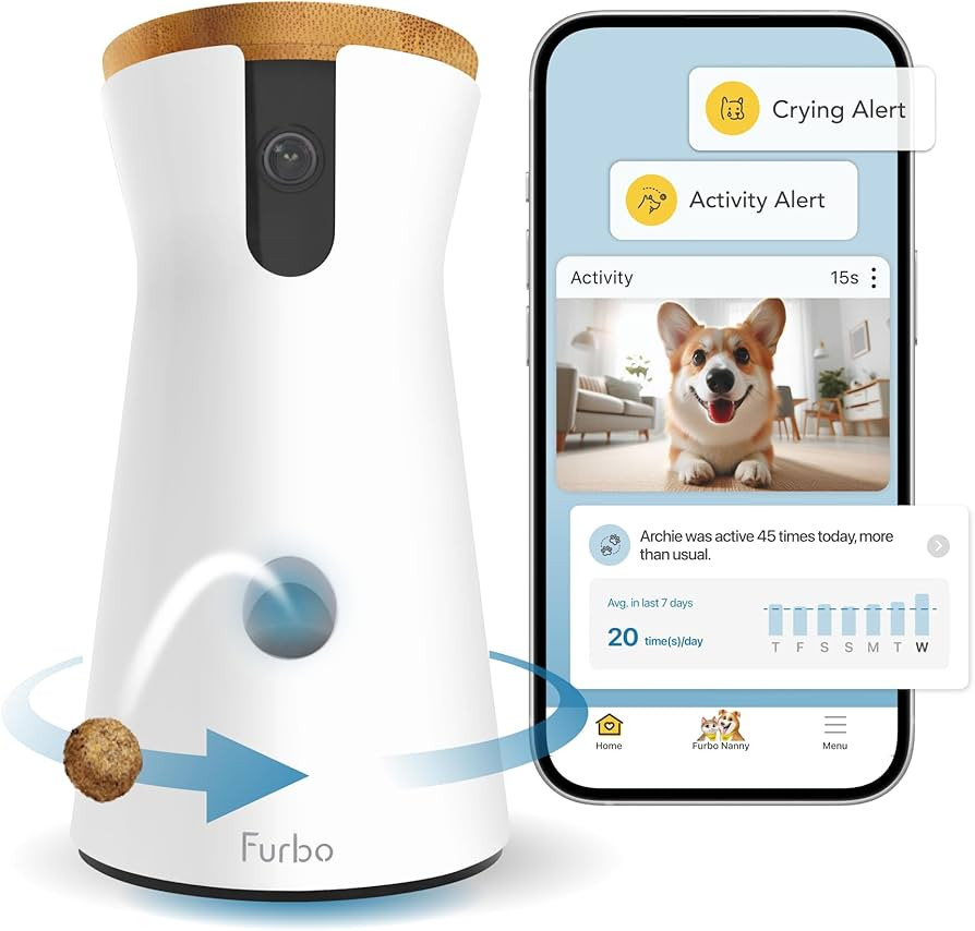 Furbo 360° Dog Camera + Dog Nanny w/Smart Alerts (Paid App Subscription Required): Home Emergenc... | Amazon (US)