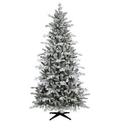 7ft Prelit Artificial Christmas Tree Flocked Balsam Fir Warm White Sphere LED Lights - Wondershop™ | Target