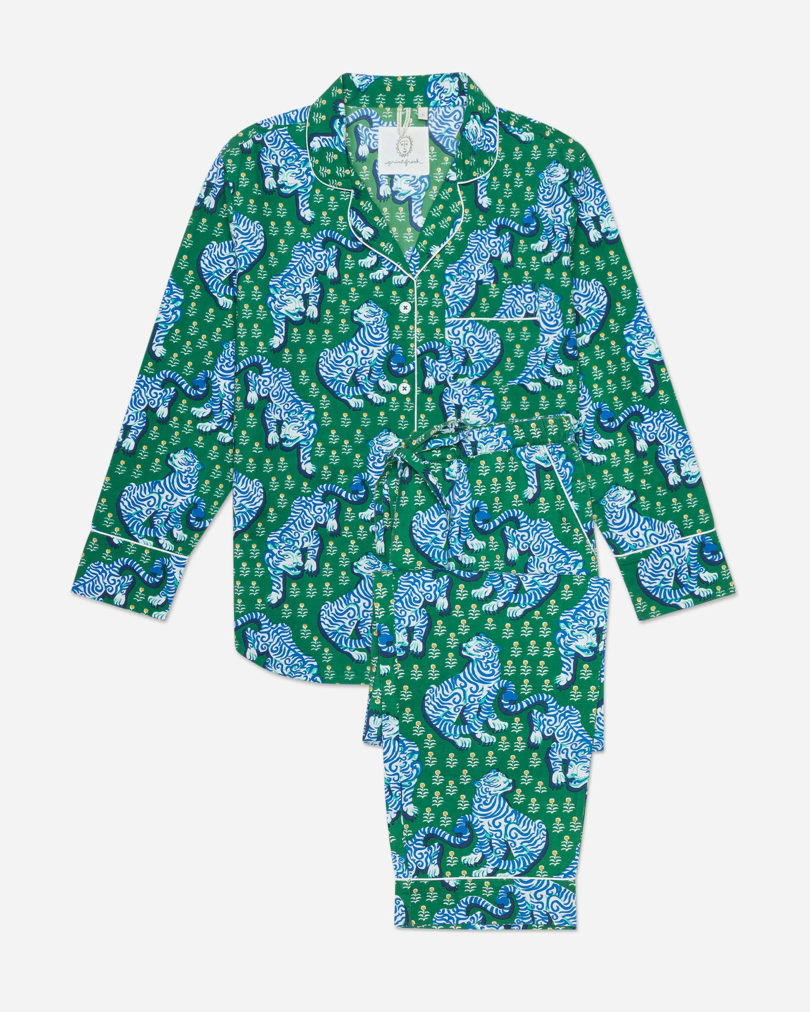 Tiger Queen - Long PJ Set - Jade | Printfresh