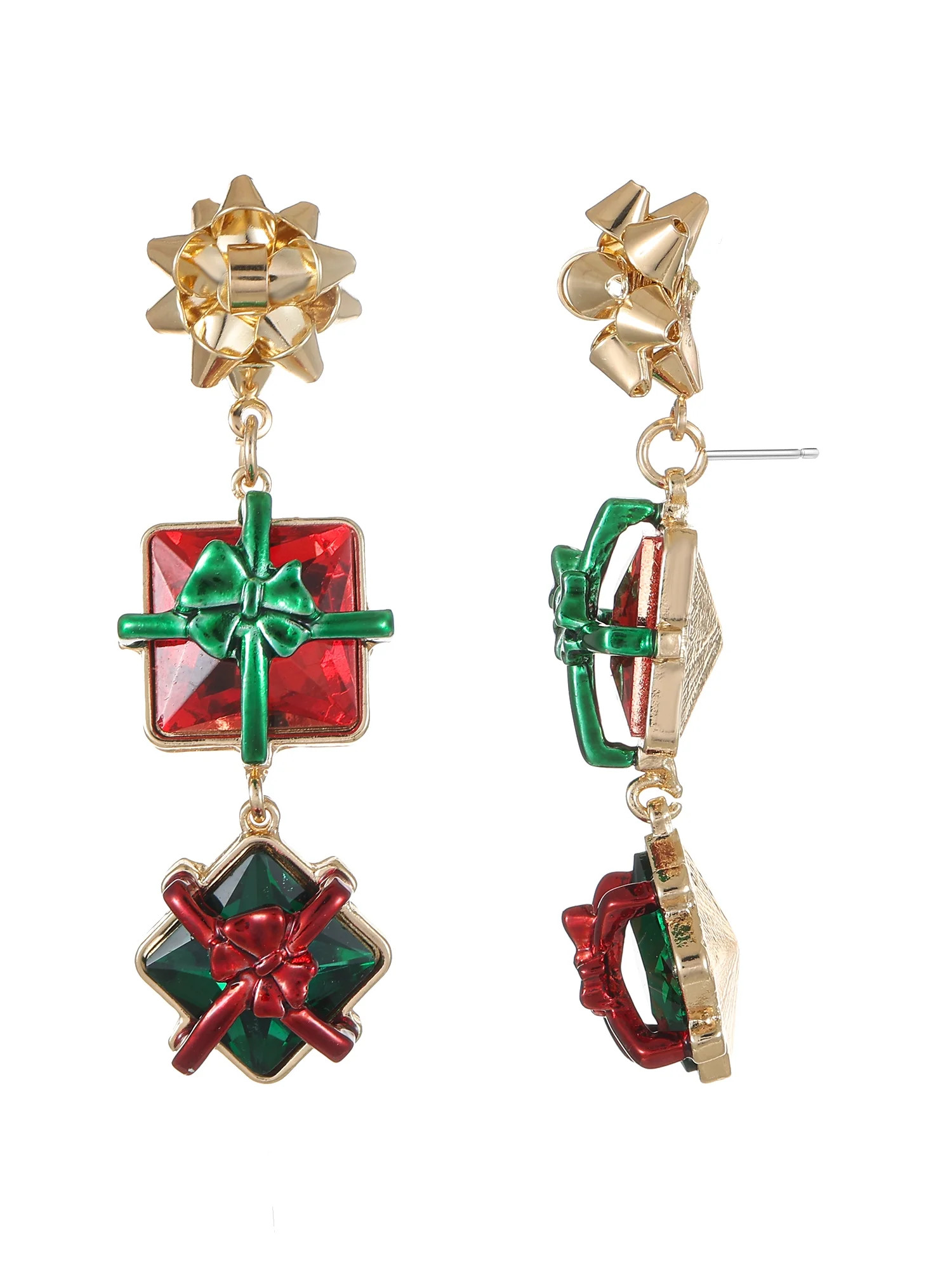 Holiday Time Goldtone Christmas Presents Earrings, 1 Pair | Walmart (US)