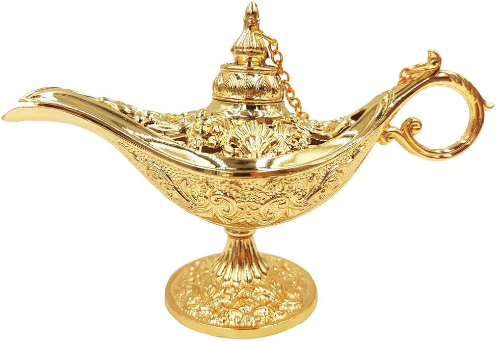 Honoro Vintage Legend Aladdin Magic Genie Lamp - Metal Carved Wishing Light for Home Wedding Party T | Amazon (US)