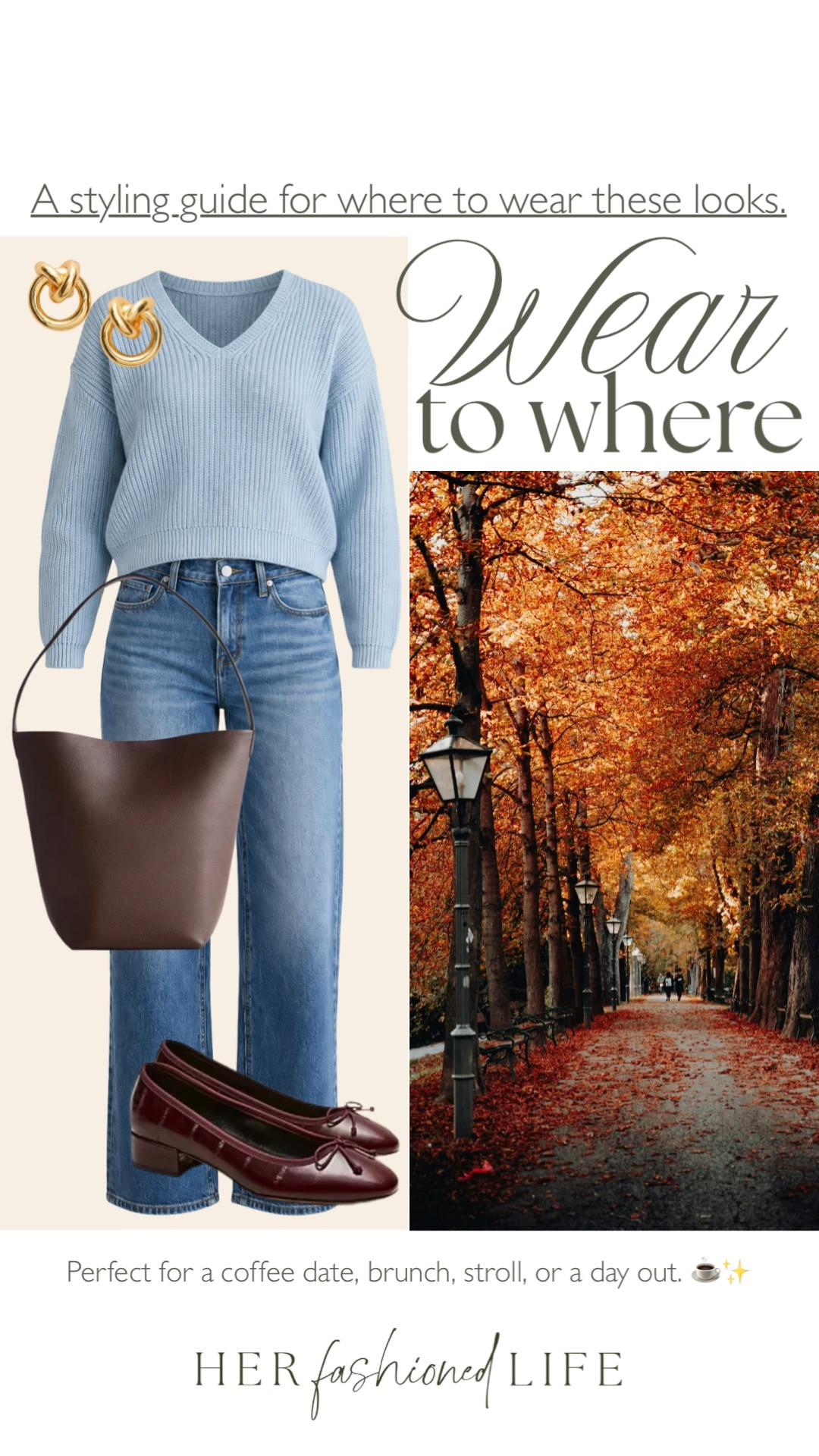 A few easy pieces for a casual fall day.

Fisherman V-neck Jumper
Bella Tretch Relaxed Straight Jeans
Burgundy ballet flats
Brown tote bag
Gold earrings

#LTKootd #LTKTravel #LTKOver40