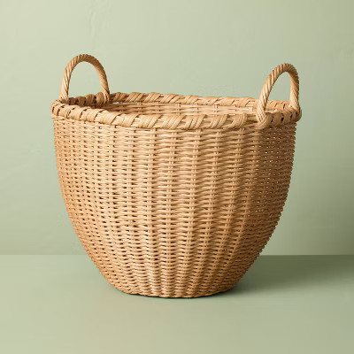 Round Woven Rattan Storage Basket with Handles - Hearth & Hand™ with Magnolia | Target