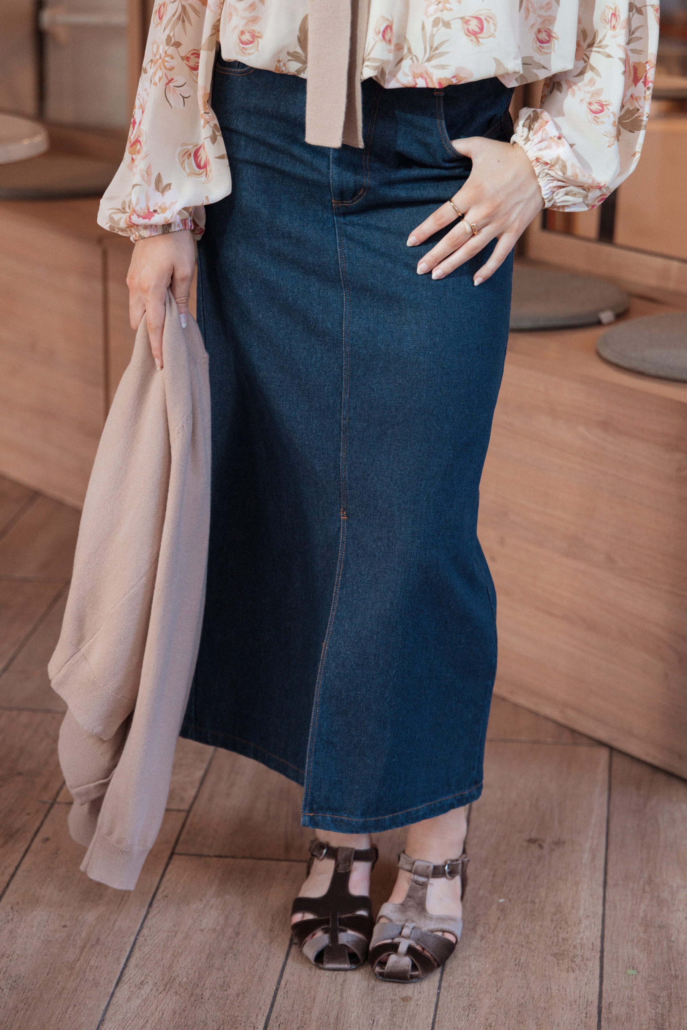 Dana Denim Midi Skirt - Midnight | Petal & Pup (AU)