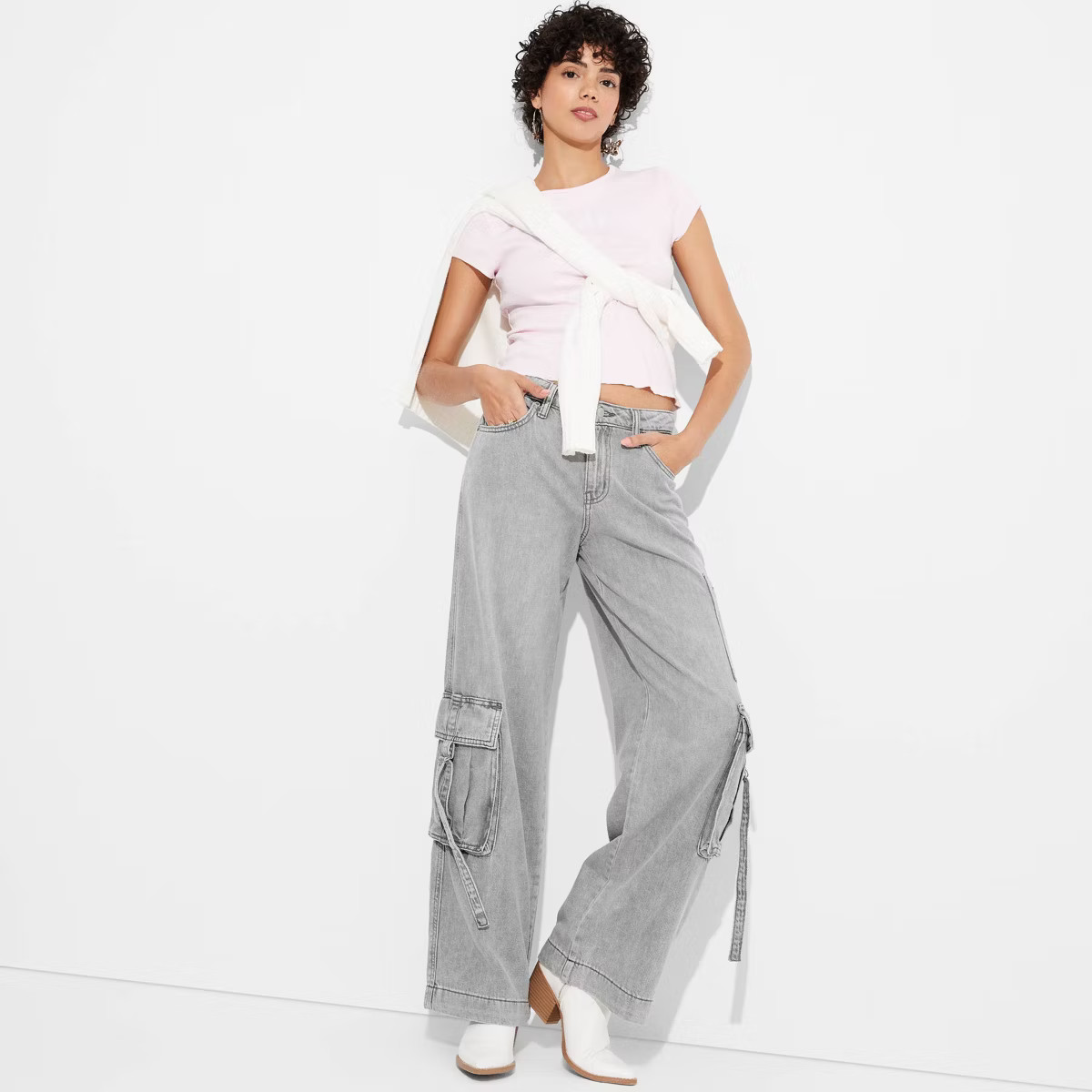 Women's Mid-Rise Wide Leg Cargo Baggy Pants - Wild Fable™ | Target