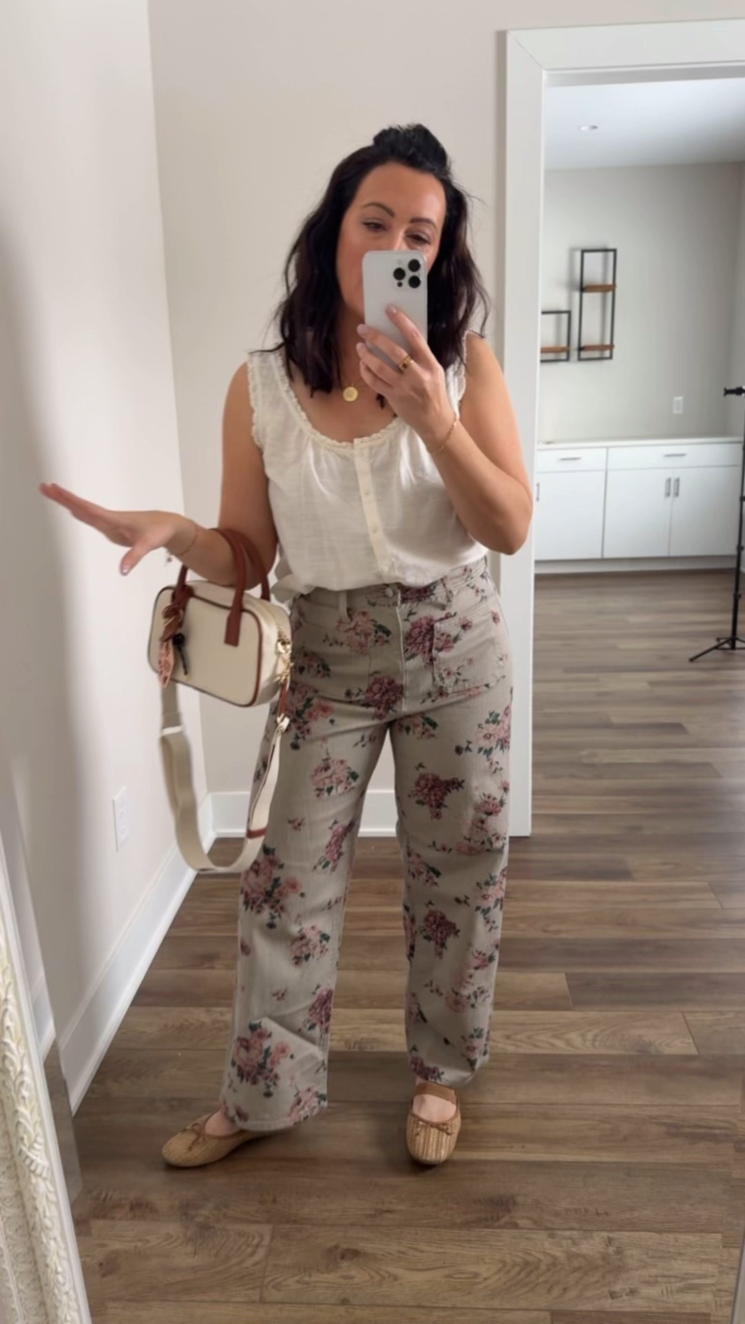 TARGET 🎯 TUESDAY 
• medium top - size down, runs big 
• size 8 floral denim - I sized up one 
• shoes true to size 

@Target 

#LTKPetite #LTKootd #LTKOver40