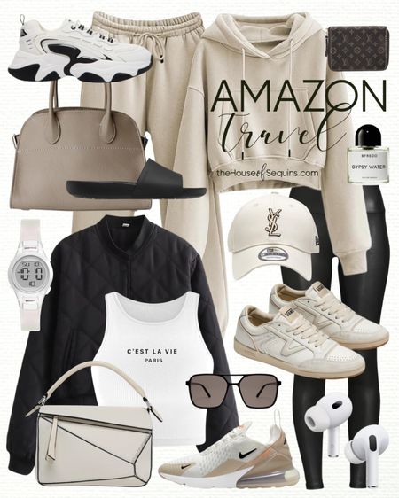 Shop these Amazon Fashion travel outfit and athleisure finds! Casual spring outfit and airport looks, monochromatic matching sets, quilted jacket bomber, sweatpants, faux leather leggings, joggers, Loewe Puzzle bag, Lululemon quilted bag and The Row Margaux bag looks for less, Nike Air Max 270, Vans Lowland sneakers, Steve Madden Flex sneakers, Crocs slides and more! 

Follow my shop @thehouseofsequins on the @shop.LTK app to shop this post and get my exclusive app-only content!

#liketkit #LTKstyletip #LTKtravel #LTKshoecrush
@shop.ltk
https://liketk.it/4Cta1