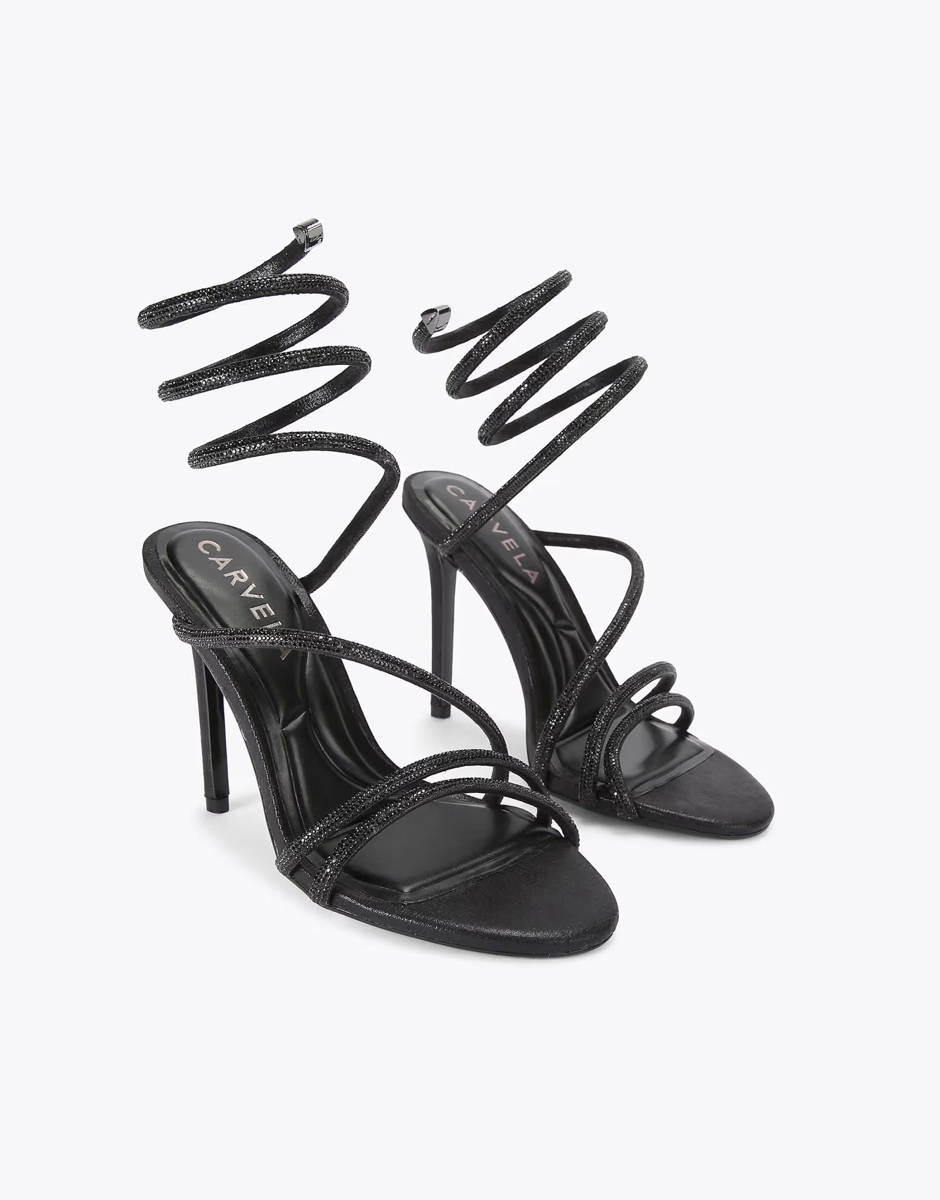 Carvela Spiral 105 heeled sandals in black | ASOS (Global)