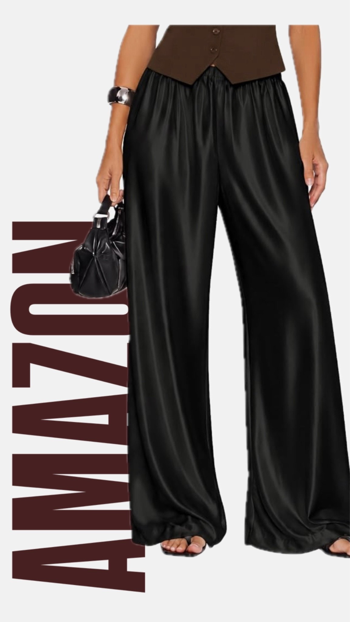 Satin full length wide leg pants