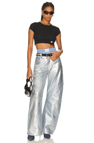 Alexander Wang Cropped Short Sleeve Crewneck Tee in Black from Revolve.com | Revolve Clothing (Global)