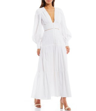 Finn V-Neck Long Sleeve A-Line Maxi Dress | Dillards