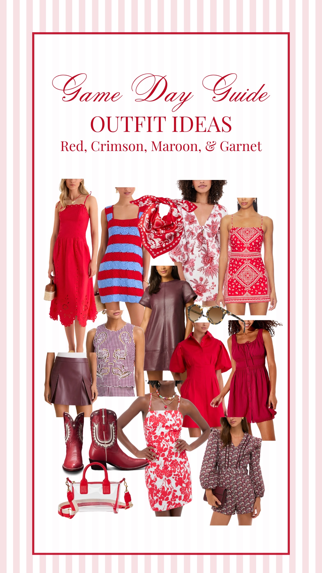 Red, Crimson, Maroon, & Garnet Football Game Day outfit ideas!

Game day outfit // football game outfits
