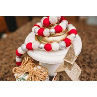 Red & Silver Christmas Garland Wool Felt Ball Holiday Decor | Etsy (US)