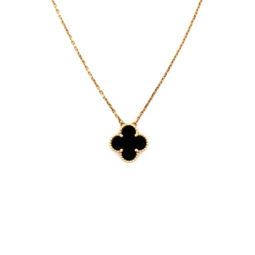 Van Cleef & Arpels, Pre-Loved Vintage Alhambra Pendant Necklace 18K Yellow Gold and Onyx, Yellow Gold | Amazon (US)