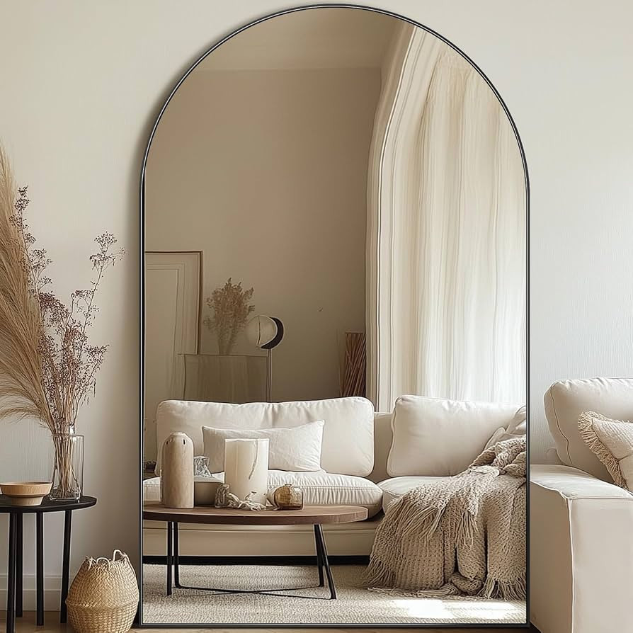 Floor Mirror, 72"x44" Oversized Full Length Mirror with Stand,Arched Full Body Mirror Standing Ha... | Amazon (US)