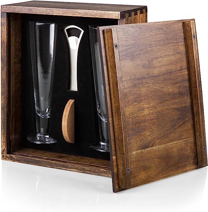 Legacy-A Picnic Time Brand Acacia Wood Pilsner Beer Glass Gift Set for Two | Amazon (US)