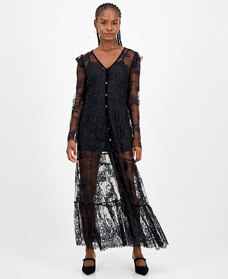 Women's Lace Velvet-Trim Maxi Dress, Macy's Exclusive | Macy's