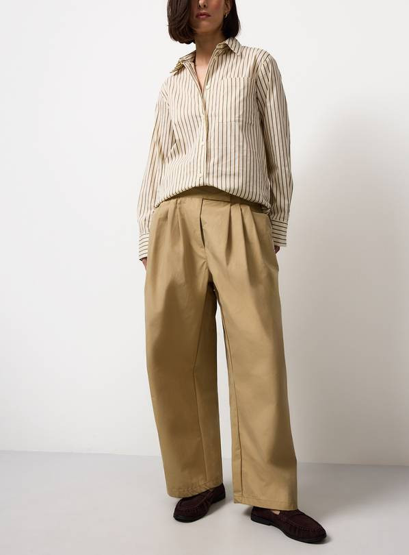 Neutral Pleated Wide Leg Trousers 16S | Tu Clothing