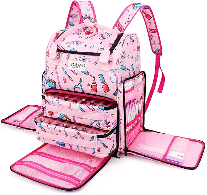 SAVILAND Nail Polish Organizer Bag: 33L Large Nail Organizers and Storage Bag Holds 80 Bottles (1... | Amazon (US)