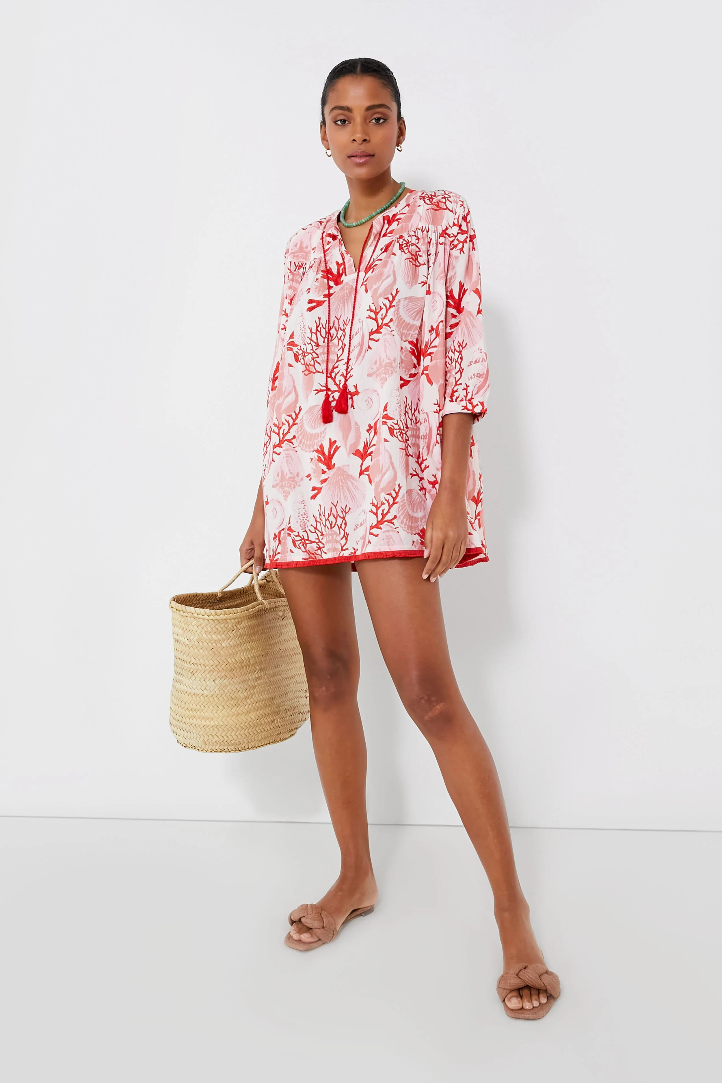 Coral Brights Tie Neck Coverup | Tuckernuck (US)