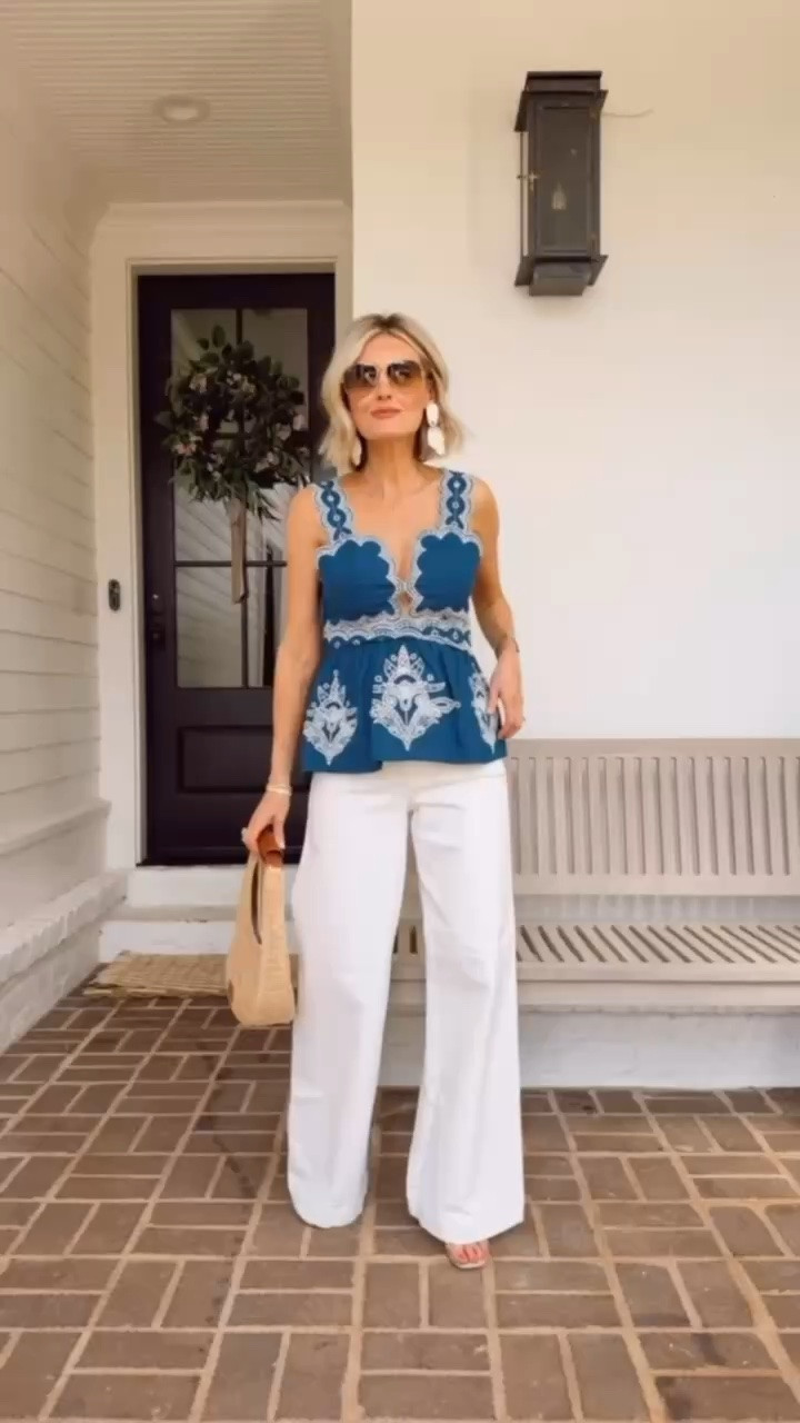 How fun is this look for a date night during spring/summer? There is also matching pants with this top but I love to pair it with white jeans! Such a unique top that I love to throw on! Wearing XS, use code LOVERLY20 for 20% off!

Loverly grey, Anthropologie, farm Rio, vacation outfit ideas, resort wear, scalloped eyelet top

#LTKTravel #LTKSaleAlert #LTKSeasonal