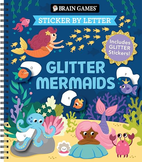 Brain Games - Sticker by Letter: Glitter Mermaids: Includes 1 Glitter Sticker Sheet to Complete E... | Amazon (US)