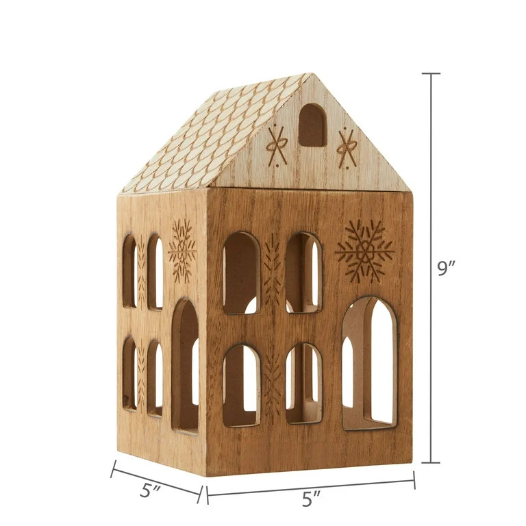 Wood House Christmas Decoration, Brown, 9.25", by Holiday Time | Walmart (US)
