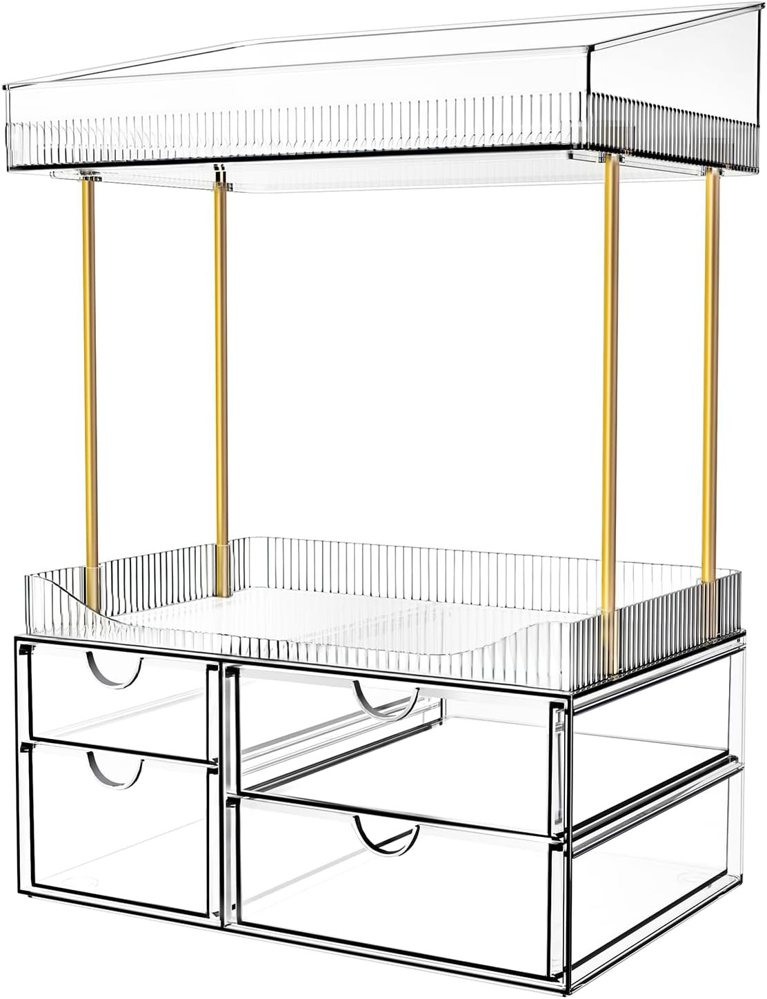 SNSLXH 4-Tier Clear Makeup Organizer Bathroom Storage | Amazon (US)