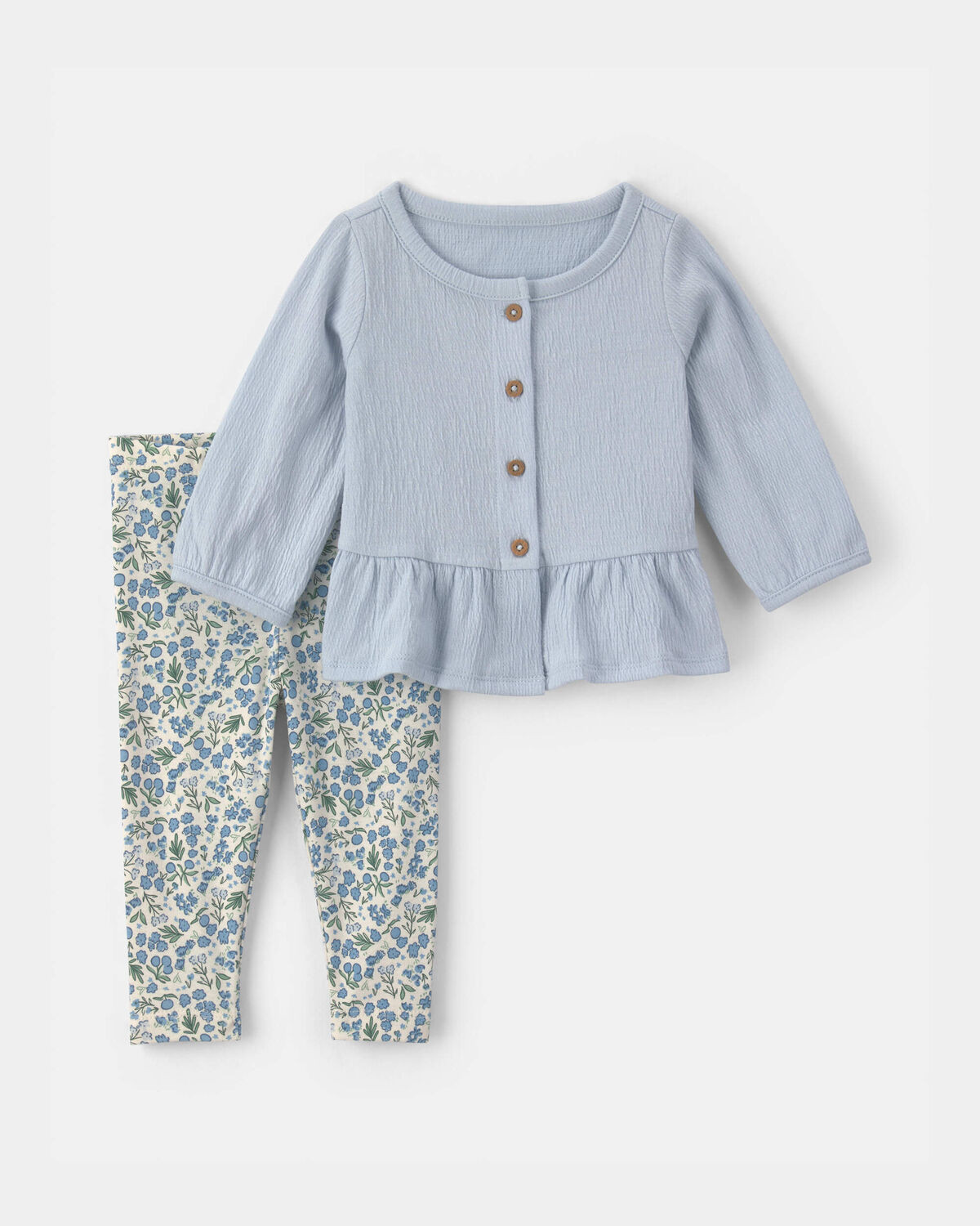 Baby Girl 2-Piece Floral Long-Sleeve Top & Pant Set - Blue | Carter's | Carter's Inc