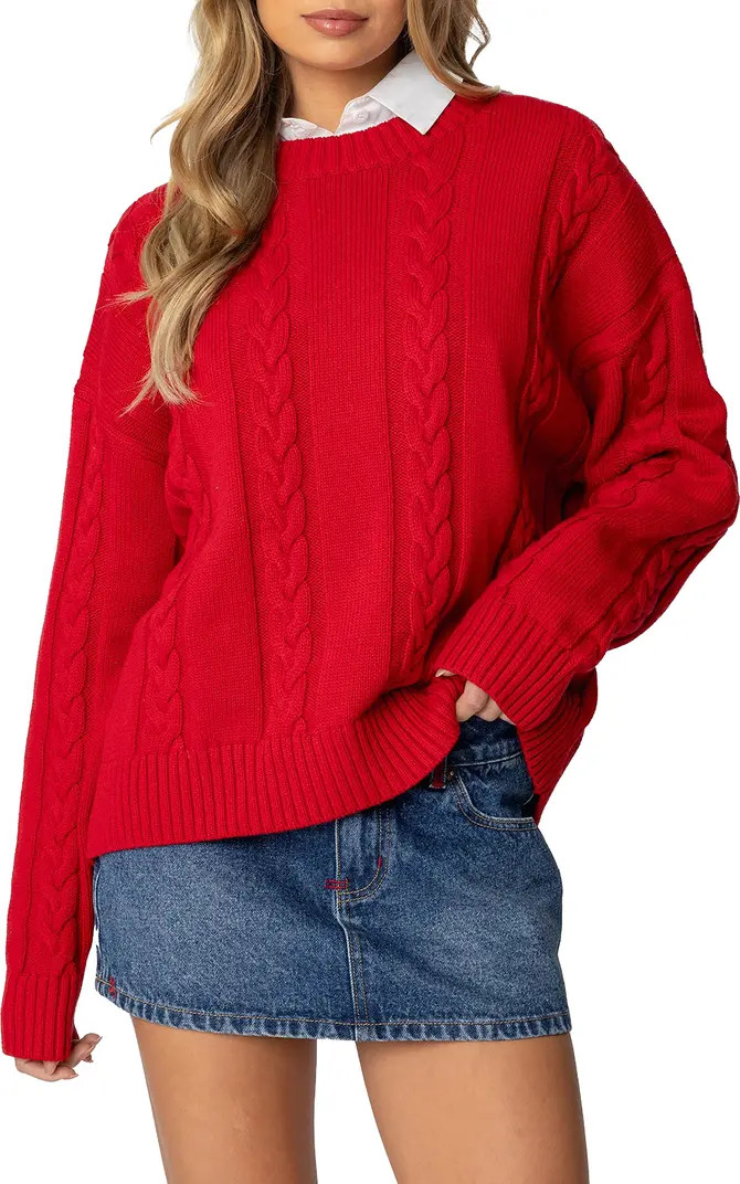 EDIKTED Acacia Oversize Cotton Cable Sweater | Nordstrom | Nordstrom