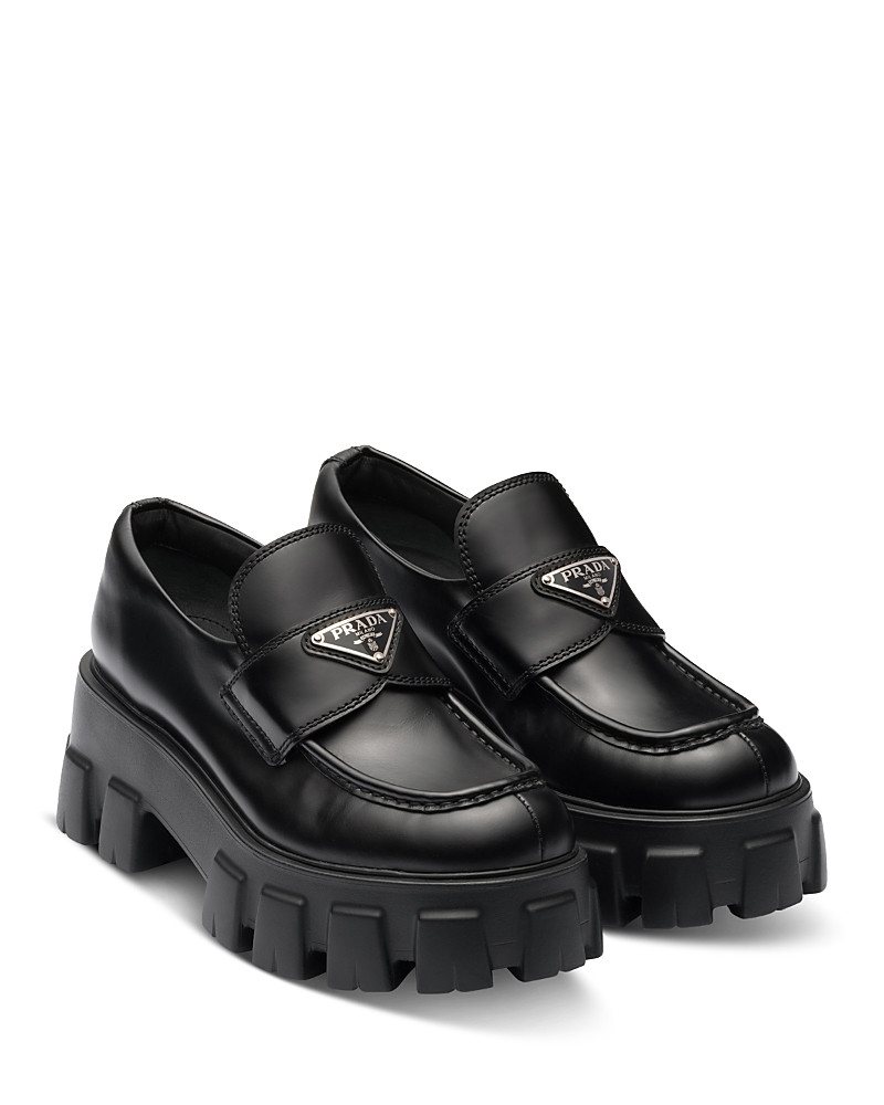 Prada Women's Brushed Leather Monolith Loafers | Bloomingdale's (US)