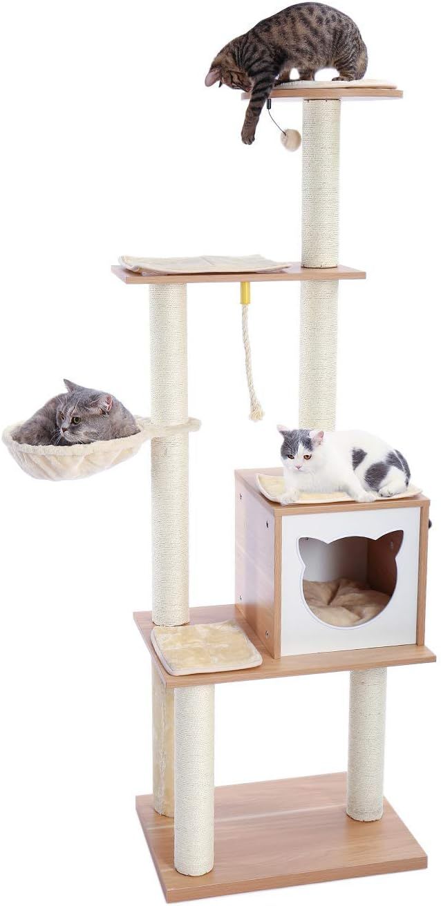 Made4pets 65.6 Inches Modern Cat Tree 6 Levels Cat Tower with Sturdy Scratching Posts, Large Cond... | Amazon (US)