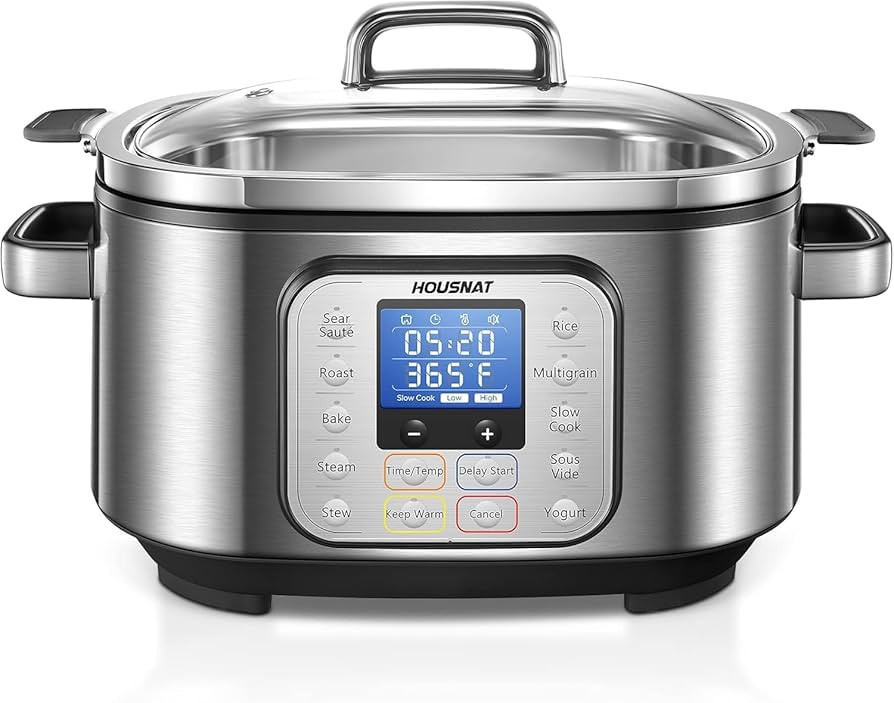 HOUSNAT Slow Cooker 6 Quart 10-in-1 Programmable Stainless Steel Pot | Amazon (US)