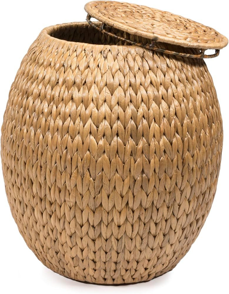 happimess SSL1000A Colt 17" Coastal Bohemian Handwoven Hyacinth Storage Stool with Lid for Storag... | Amazon (US)