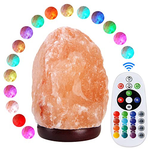 pursalt 5.5 Inch Himalayan Salt Lamp Night Light with Remote Control, Upgraded 16 Colors Changing & 4 Light Modes LED USB Salt Rock Lamp, Natural Crystal Pink Mini Small Salt Lamp for Home Decor | Amazon (US)
