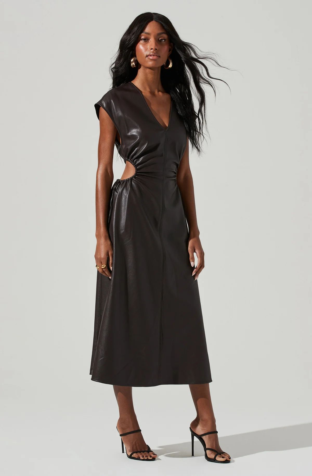 Miranda Faux Leather Cutout Midi Dress | ASTR The Label (US)